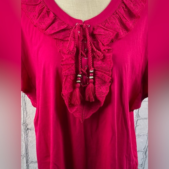 Lauren Ralph Lauren Size:XXL Woman Short Sleeve Top Sport Pink 60% Cotton - Picture 3 of 8